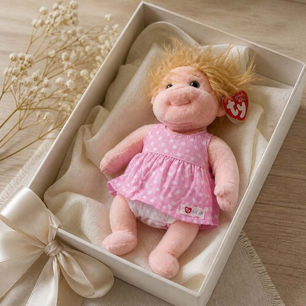 Ty Beanie Kids Precious Plush Doll with Pink Polka Dot Dress